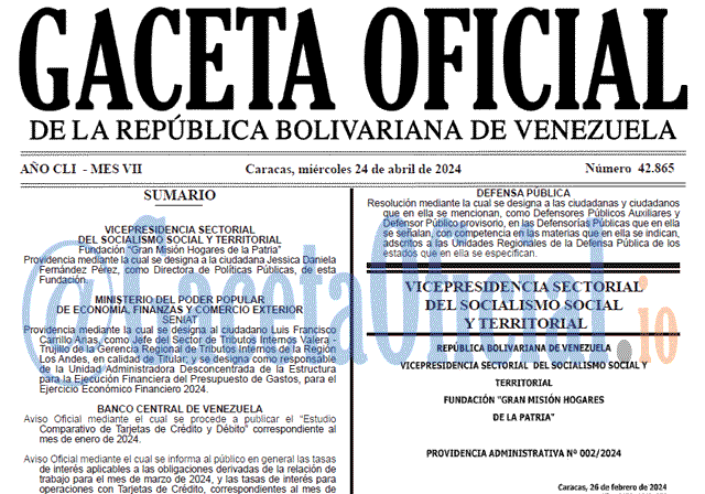 Gaceta Oficial, Gaceta 42865, Gaceta 42865 HD, Gaceta #42865, Gaceta Oficial Venezuela #42865