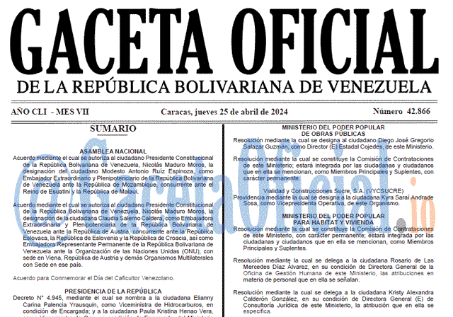 Gaceta Oficial, Gaceta 42866, Gaceta 42866 HD, Gaceta #42866, Gaceta Oficial Venezuela #42866