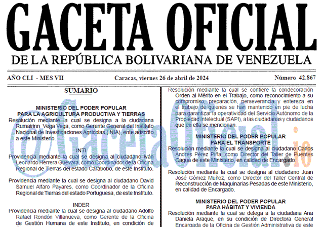 Gaceta Oficial, Gaceta 42867, Gaceta 42867 HD, Gaceta #42867, Gaceta Oficial Venezuela #42867