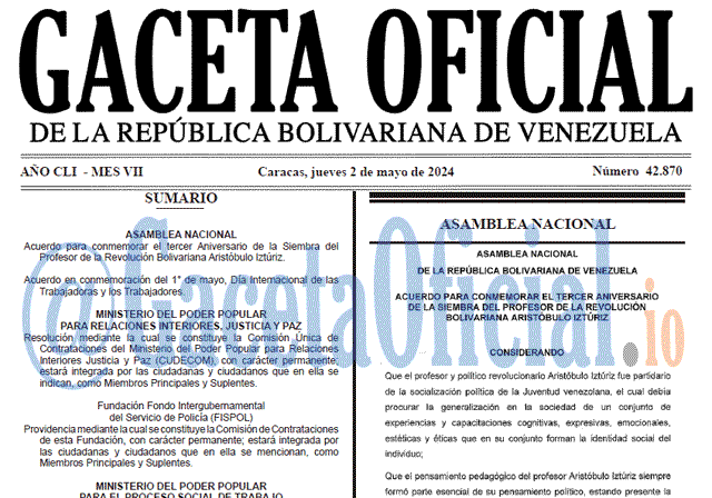 Venezuela Gaceta Oficial 42870 del 2 mayo 2024 Gaceta Oficial, Gaceta 42870, Gaceta 42870 HD, Gaceta #42870, Gaceta Oficial Venezuela #42870