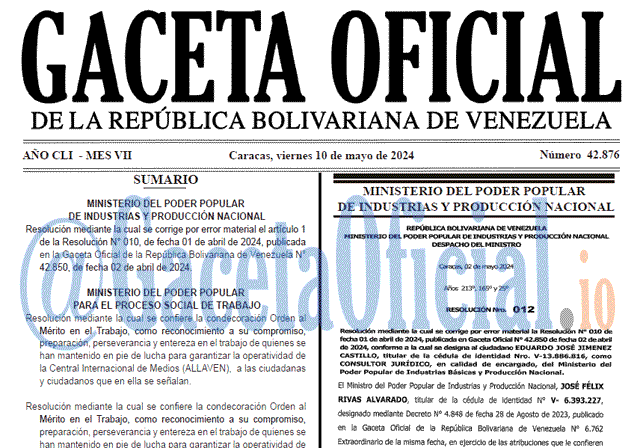 Gaceta Oficial, Gaceta 42876, Gaceta 42876 HD, Gaceta #42876, Gaceta Oficial Venezuela #42876