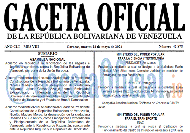 Gaceta Oficial, Gaceta 42878, Gaceta 42878 HD, Gaceta #42878, Gaceta Oficial Venezuela #42878