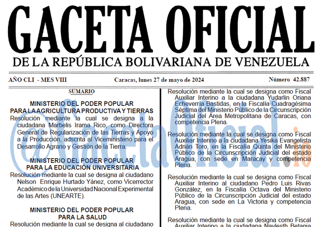 Gaceta Oficial, Gaceta 42887, Gaceta 42887 HD, Gaceta #42887, Gaceta Oficial Venezuela #42887