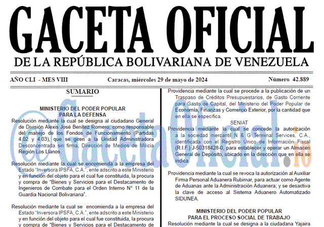 Gaceta Oficial, Gaceta 42889, Gaceta 42889 HD, Gaceta #42889, Gaceta Oficial Venezuela #42889