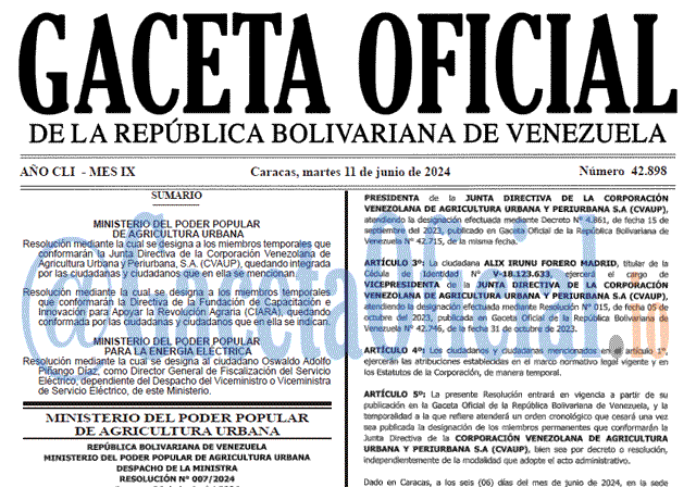 Gaceta Oficial, Gaceta 42898, Gaceta 42898 HD, Gaceta #42898, Gaceta Oficial Venezuela #42898