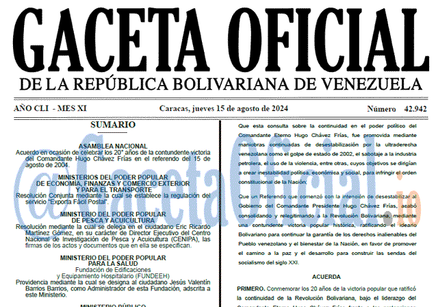 Gaceta Oficial, Gaceta 42942, Gaceta 42942 HD, Gaceta #42942, Gaceta Oficial Venezuela #42942