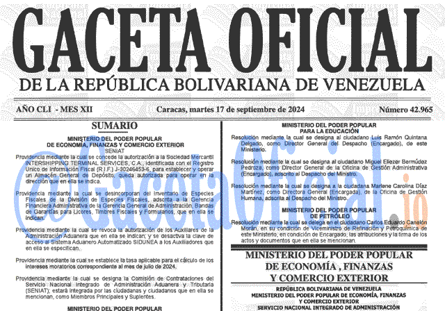 Gaceta Oficial, Gaceta 42965, Gaceta 42965 HD, Gaceta #42965, Gaceta Oficial Venezuela #42965