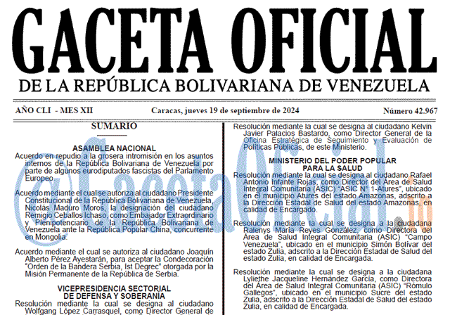 Gaceta Oficial, Gaceta 42967, Gaceta 42967 HD, Gaceta #42967, Gaceta Oficial Venezuela #42967