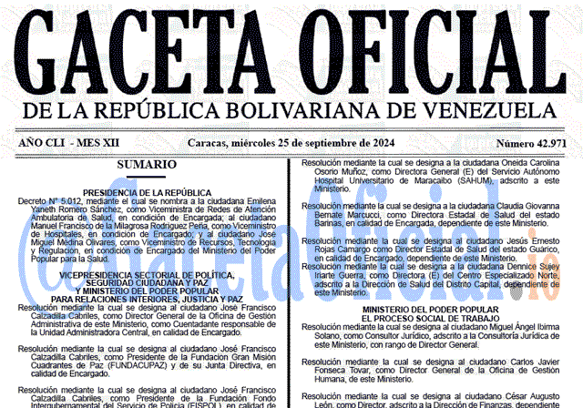 Gaceta Oficial, Gaceta 42971, Gaceta 42971 HD, Gaceta #42971, Gaceta Oficial Venezuela #42971