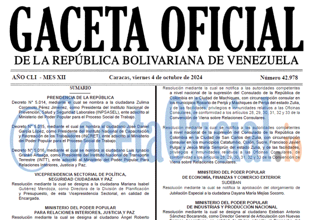 Gaceta Oficial, Gaceta 42978, Gaceta 42978 HD, Gaceta #42978, Gaceta Oficial Venezuela #42978