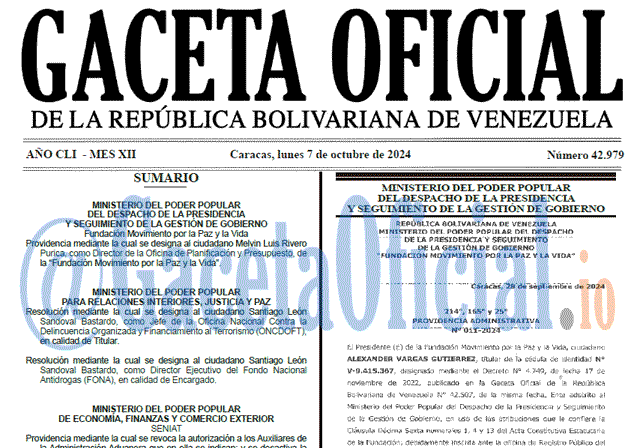 Gaceta Oficial, Gaceta 42979, Gaceta 42979 HD, Gaceta #42979, Gaceta Oficial Venezuela #42979
