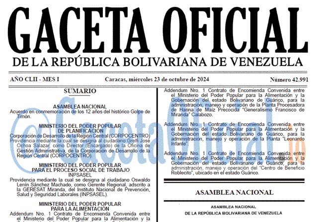 Gaceta Oficial, Gaceta 42991, Gaceta 42991 HD, Gaceta #42991, Gaceta Oficial Venezuela #42991