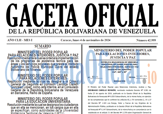 Gaceta Oficial, Gaceta 42999, Gaceta 42999 HD, Gaceta #42999, Gaceta Oficial Venezuela #42999