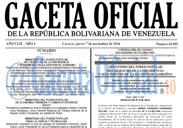 Gaceta Oficial, Gaceta 43002, Gaceta 43002 HD, Gaceta #43002, Gaceta Oficial Venezuela #43002