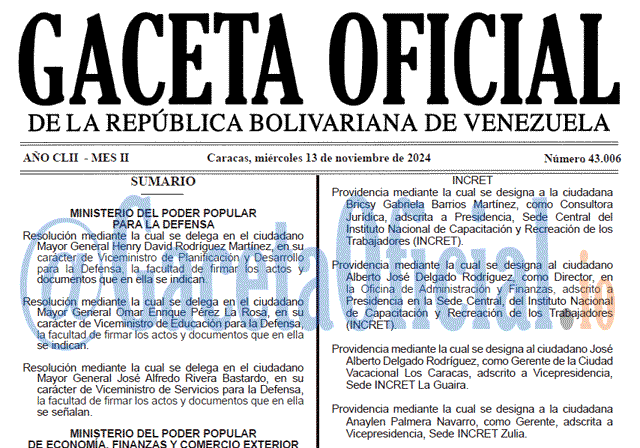 Venezuela Gaceta Oficial 43006 del 13 noviembre 2024 Gaceta Oficial, Gaceta 43006, Gaceta 43006 HD, Gaceta #43006, Gaceta Oficial Venezuela #43006