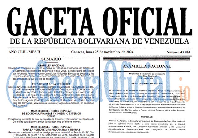 Gaceta Oficial, Gaceta 43014, Gaceta 43014 HD, Gaceta #43014, Gaceta Oficial Venezuela #43014