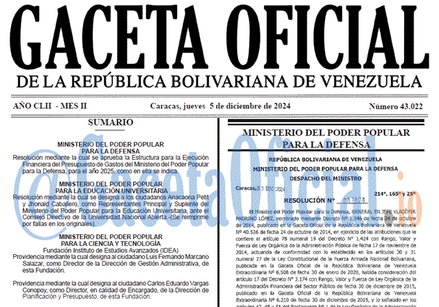 Gaceta Oficial, Gaceta 43022, Gaceta 43022 HD, Gaceta #43022, Gaceta Oficial Venezuela #43022