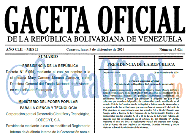 Gaceta Oficial, Gaceta 43024, Gaceta 43024 HD, Gaceta #43024, Gaceta Oficial Venezuela #43024
