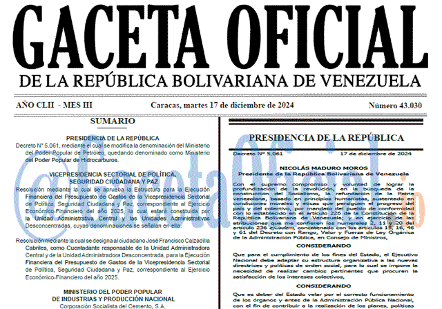 Gaceta Oficial, Gaceta 43030, Gaceta 43030 HD, Gaceta #43030, Gaceta Oficial Venezuela #43030