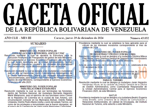 Venezuela Gaceta Oficial 43032 del 19 diciembre 2032 Gaceta Oficial, Gaceta 43032, Gaceta 43032 HD, Gaceta #43032, Gaceta Oficial Venezuela #43032