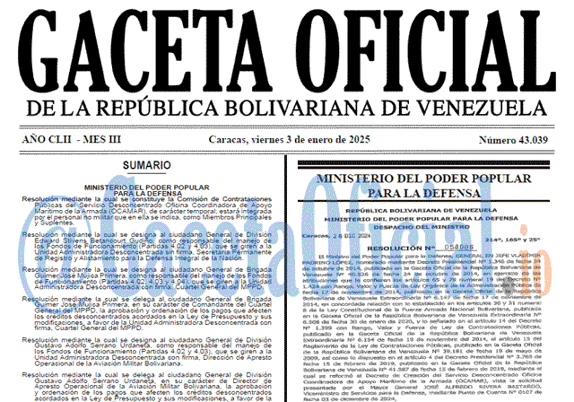 Gaceta Oficial, Gaceta 43039, Gaceta 43039 HD, Gaceta #43039, Gaceta Oficial Venezuela #43039