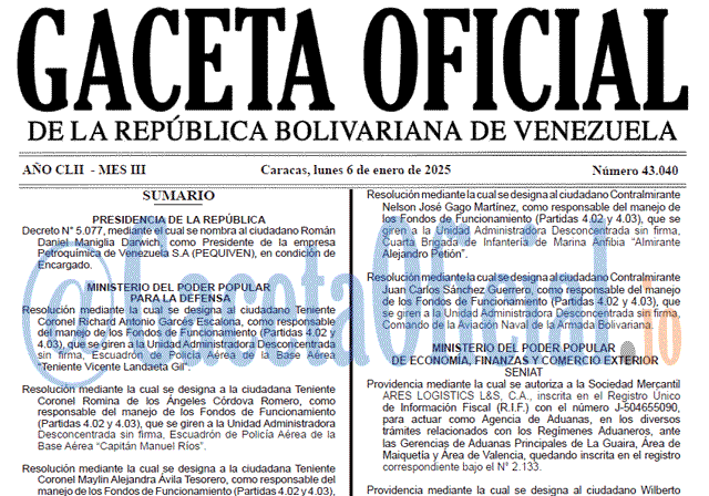 Gaceta Oficial, Gaceta 43040, Gaceta 43040 HD, Gaceta #43040, Gaceta Oficial Venezuela #43040