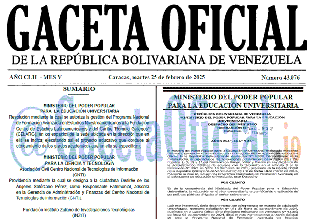 Gaceta Oficial, Gaceta 43076, Gaceta 43076 HD, Gaceta #43076, Gaceta Oficial Venezuela #43076