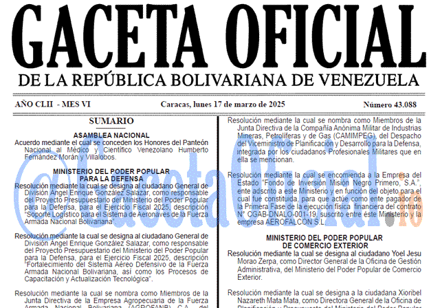 Gaceta Oficial, Gaceta 43088, Gaceta 43088 HD, Gaceta #43088, Gaceta Oficial Venezuela #43088