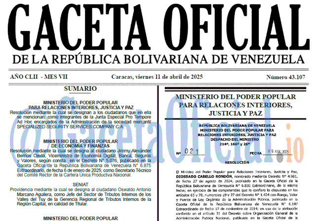 Gaceta Oficial, Gaceta 43107, Gaceta 43107 HD, Gaceta #43107, Gaceta Oficial Venezuela #43107