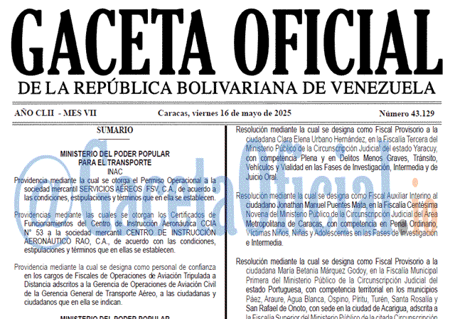Gaceta Oficial, Gaceta 43129, Gaceta 43129 HD, Gaceta #43129, Gaceta Oficial Venezuela #43129