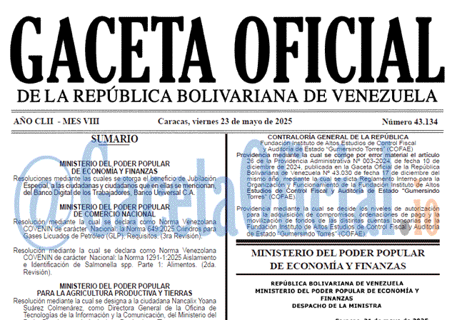 Gaceta Oficial, Gaceta 43134, Gaceta 43134 HD, Gaceta #43134, Gaceta Oficial Venezuela #43134