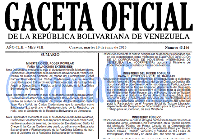 Gaceta Oficial, Gaceta 43146, Gaceta 43146 HD, Gaceta #43146, Gaceta Oficial Venezuela #43146