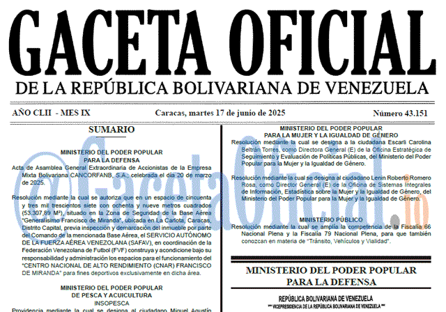 Gaceta Oficial, Gaceta 43151, Gaceta 43151 HD, Gaceta #43151, Gaceta Oficial Venezuela #43151