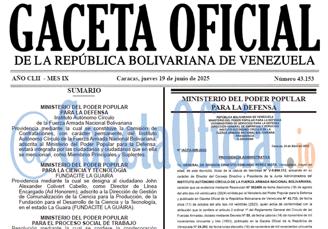 Gaceta Oficial, Gaceta 43153, Gaceta 43153 HD, Gaceta #43153, Gaceta Oficial Venezuela #43153