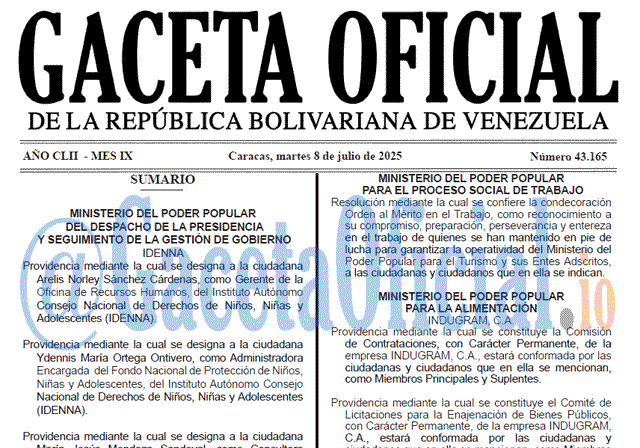 Gaceta Oficial, Gaceta 43165, Gaceta 43165 HD, Gaceta #43165, Gaceta Oficial Venezuela #43165