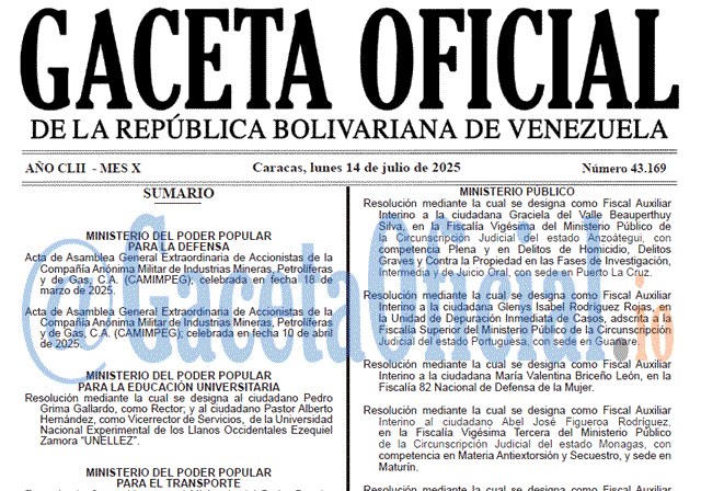 Gaceta Oficial, Gaceta 43169, Gaceta 43169 HD, Gaceta #43169, Gaceta Oficial Venezuela #43169