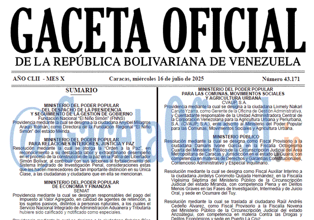 Gaceta Oficial, Gaceta 43171, Gaceta 43171 HD, Gaceta #43171, Gaceta Oficial Venezuela #43171
