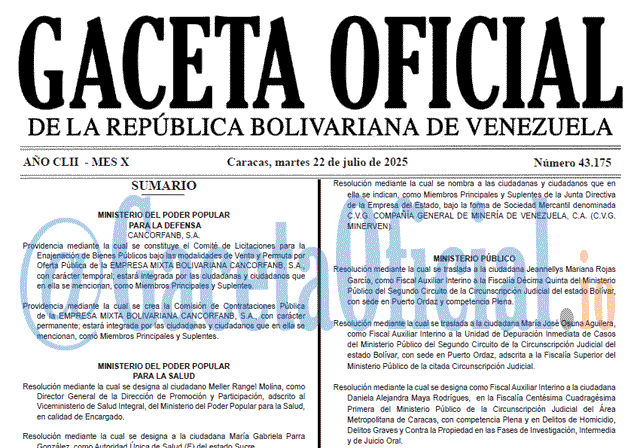 Venezuela Gaceta Oficial 43175 del 22 julio 2025 Gaceta Oficial, Gaceta 43175, Gaceta 43175 HD, Gaceta #43175, Gaceta Oficial Venezuela #43175
