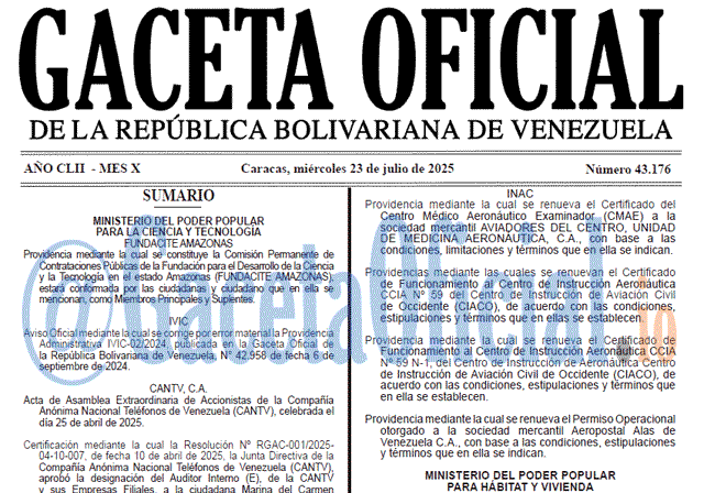 Venezuela Gaceta Oficial 43176 del 23 julio 2025 Gaceta Oficial, Gaceta 43176, Gaceta 43176 HD, Gaceta #43176, Gaceta Oficial Venezuela #43176