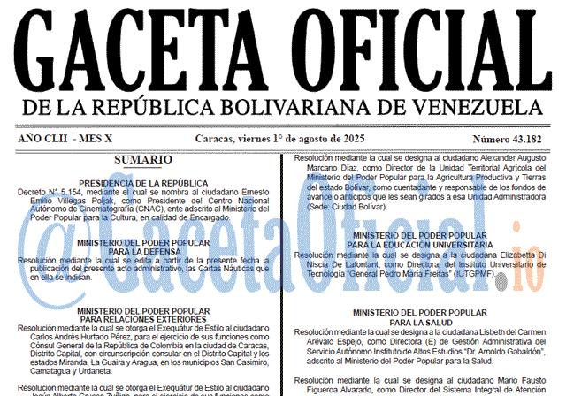 Gaceta Oficial, Gaceta 43182, Gaceta 43182 HD, Gaceta #43182, Gaceta Oficial Venezuela #43182