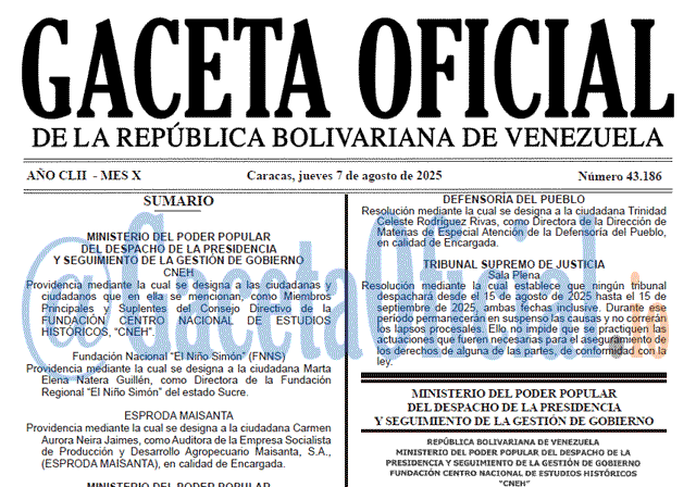 Gaceta Oficial, Gaceta 43186, Gaceta 43186 HD, Gaceta #43186, Gaceta Oficial Venezuela #43186