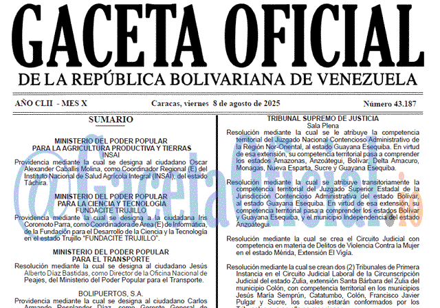 Gaceta Oficial, Gaceta 43187, Gaceta 43187 HD, Gaceta #43187, Gaceta Oficial Venezuela #43187
