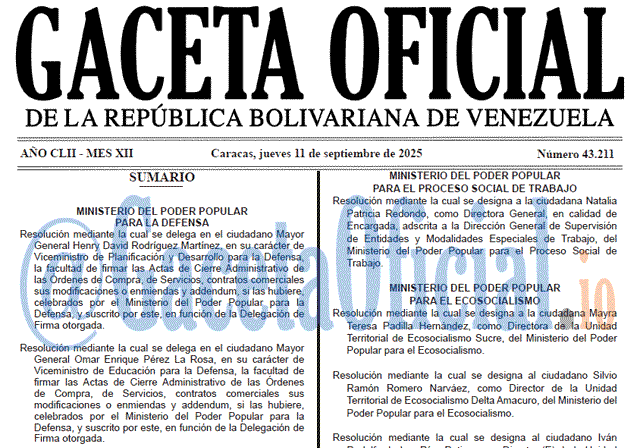 Gaceta Oficial, Gaceta 43211, Gaceta 43211 HD, Gaceta #43211, Gaceta Oficial Venezuela #43211