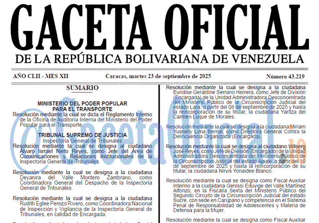 Gaceta Oficial, Gaceta 43219, Gaceta 43219 HD, Gaceta #43219, Gaceta Oficial Venezuela #43219