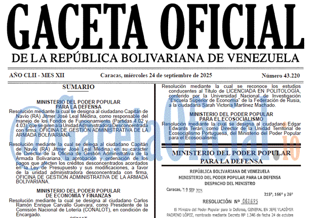 Gaceta Oficial, Gaceta 43220, Gaceta 43220 HD, Gaceta #43220, Gaceta Oficial Venezuela #43220