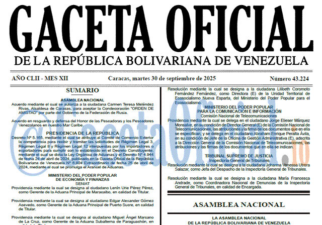Gaceta Oficial, Gaceta 43224, Gaceta 43224 HD, Gaceta #43224, Gaceta Oficial Venezuela #43224