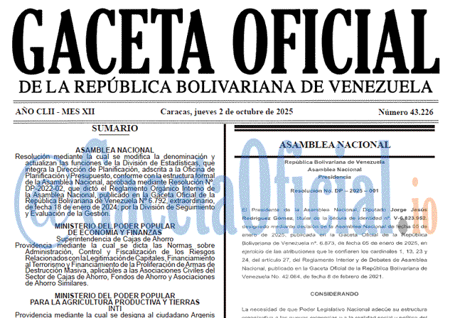 Gaceta Oficial, Gaceta 43226, Gaceta 43226 HD, Gaceta #43226, Gaceta Oficial Venezuela #43226