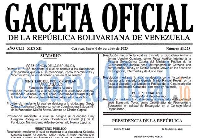 Gaceta Oficial, Gaceta 43228, Gaceta 43228 HD, Gaceta #43228, Gaceta Oficial Venezuela #43228