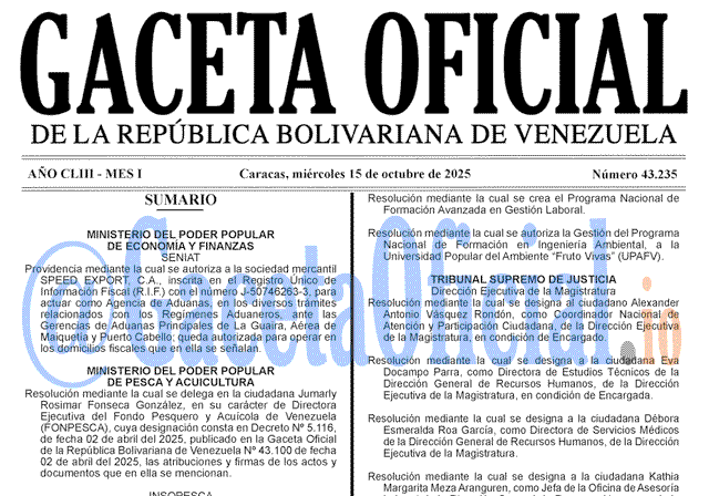 Venezuela Gaceta Oficial 43235 del 15 octubre 2025 Gaceta Oficial, Gaceta 43235, Gaceta 43235 HD, Gaceta #43235, Gaceta Oficial Venezuela #43235