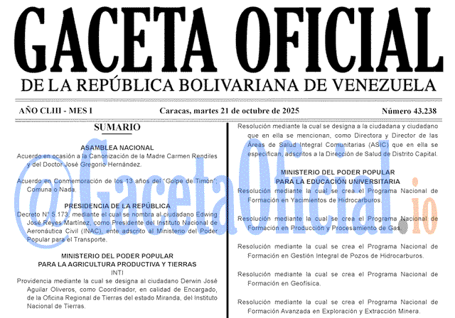 Venezuela Gaceta Oficial 43238 del 21 octubre 2025 Gaceta Oficial, Gaceta 43238, Gaceta 43238 HD, Gaceta #43238, Gaceta Oficial Venezuela #43238